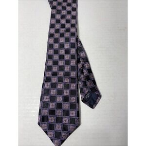 CREMIEUX Tie 100% Silk Black Purple Handmade In USA Necktie 3.50"X59"